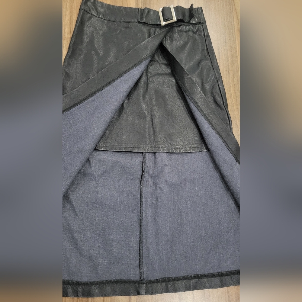 Storets Black Faux Leather Wrap Pencil Skirt Size XS - Picture 5 of 9